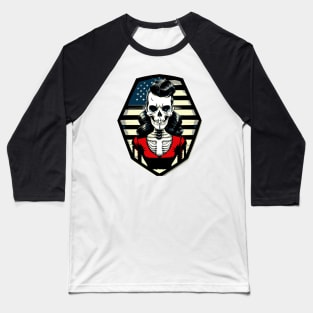 Fun Rockabilly Patriotic Skeleton Baseball T-Shirt